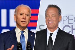 Tom Hanks (re.) moderiert das TV-Special "Celebrating America" zu Ehren Joe Bidens