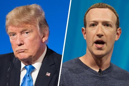 Donald Trump (l.) hat von Mark Zuckerberg einen virtuellen Maulkorb verpasst bekommen.