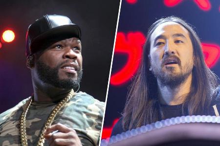 50 Cent und Steve Aoki (r.) hatten Auftritte in Florida