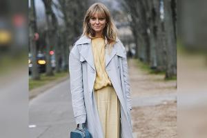 Fashionista Jeanette Madsen kombiniert Vanille mit Babyblau.