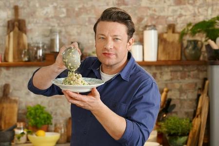 Starkoch Jamie Oliver präsentiert seine Arbeit