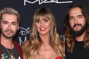 Gemeinsam auf dem roten Teppich: Heidi Klum mit Ehemann Tom Kaulitz (r.) und dessen Zwillingsbruder Bill Kaulitz bei einer V...