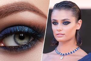 Lidschatten in der Pantone-Farbe "Classic Blue", wie Model Taylor Hill ihn zu den Filmfestspielen von Venedig trug, liegt im...