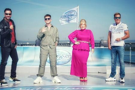 Michael Wendler (v.l.), Mike Singer, Maite Kelly und Dieter Bohlen suchen Deutschlands neuen Superstar.