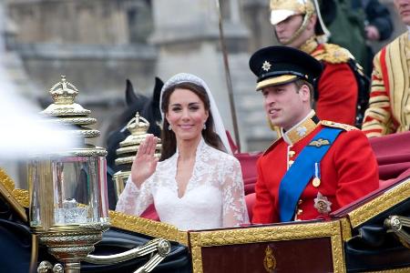 Prinz William und Herzogin Kate an ihrem Hochzeitstag am 29. April 2011.