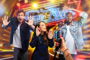 Luke Mockridge (links), Carolin Kebekus und Teddy Teclebrhan wollen in "FameMaker" überzeugt werden.