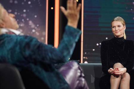 Thomas Gottschalk (li.) begrüßte Model Toni Garrn in seiner Sendung.