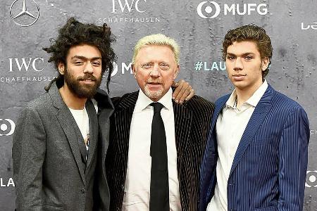 Die Becker-Männer bei den Laureus World Sports Awards in Berlin (v.l.): Noah Becker, Boris Becker und Elias Becker