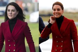 Herzogin Kate entschied sich im Mai 2019 (r.) für einen Blazer, den sie bereits 2017 getragen hat