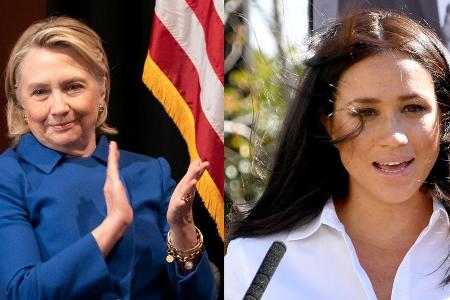 Hillary Clinton (l.) steht Herzogin Meghan zur Seite