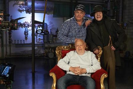 Joseph Vilsmaier, Hape Kerkeling und Michael Bully Herbig am Set im Münchner Kesselhaus
