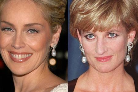 Sharon Stone (links) hat sich in einem Interview mit Prinzessin Diana verglichen.