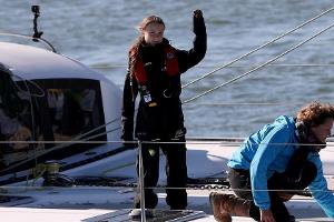 Greta Thunberg bei ihrer Ankunft in Lissabon am Dienstag