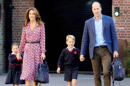 William und Kate mit den Kindern Charlotte und George auf dem Weg zur Schule