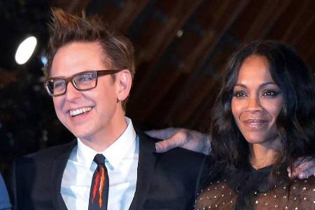 James Gunn und Zoe Saldana auf einem Promo-Event für 