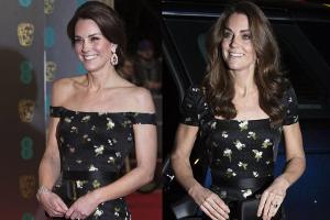 Herzogin Kate im Jahr 2017 bei den BAFTAs (l.) und am Dienstag bei der diesjährigen Portrait Gala der National Portrait Gallery