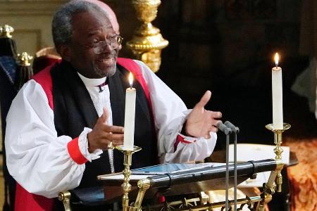 Bischof Michael Curry in der St.-George's-Kapelle auf Schloss Windsor bei der Hochzeit von Meghan Markle und Prinz Harry im ...