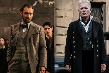 Jude Law als Dumbledore (l.) und Johnny Depp als Grindelwald in 