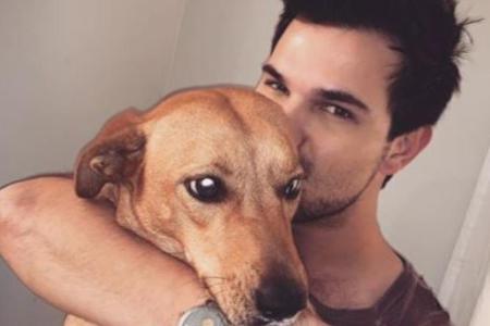Taylor Lautner schmust mit Hündin Paisley Rae