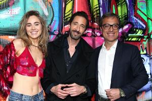 Suki Waterhouse, Adrien Brody und Montblanc-CEO Nicolas Baretzki (v.l.n.r.) in Berlin