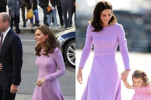 Herzogin Kate im gleichen Outfit 2018 (l.) in London und 2017 am Hamburger Flughafen