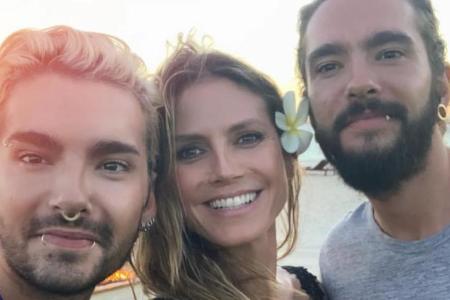 Heidi Klum inmitten der Zwillinge Tom (r.) und Bill Kaulitz