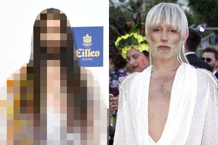 Conchita Wurst: Links wie Fans die Sängerin kennen, rechts beim Life Ball 2018 in Wien