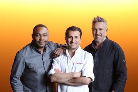 Derzeit führen die Köche Nelson Müller, Ali Güngörmüs und Roland Trettl (v.l.n.r.) durch die Kochshow 