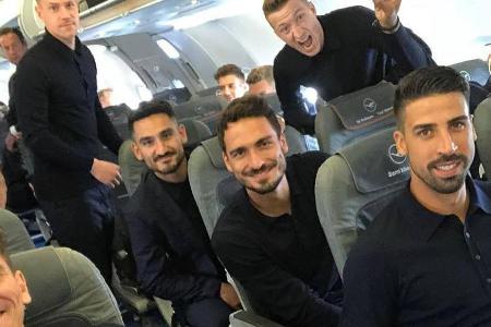 Stimmung: Die deutsche Fußball-Nationalmannschaft scheint sich auf die WM in Russland zu freuen