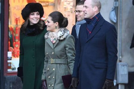 Vier Royals in Stockholm (v.l.): Herzogin Kate, Kronprinzessin Victoria, Prinz Daniel und Prinz William