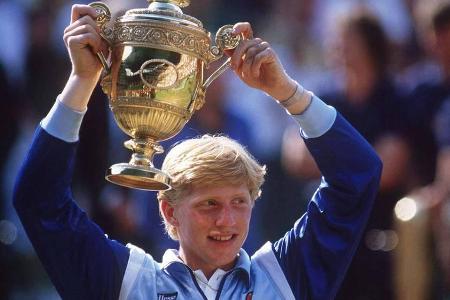 Boris Becker bei seinem ersten Wimbledon-Sieg 1985