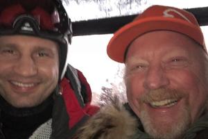 Sportler unter sich: Vitali Klitschko und Boris Becker (r.) in der Gondel