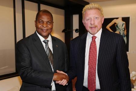 Boris Becker mit dem Staatspräsident der Zentralafrikanischen Republik Faustin Archange Touadéra