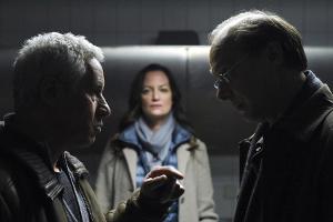 "Unter anderen Umständen: Das Geheimnis der Schwestern": Die Kommissare Arne Brauner (Martin Brambach, r.), Matthias Hamm (R...