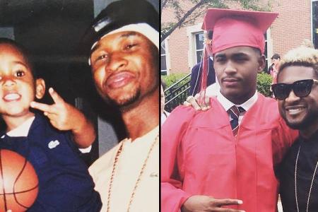 Usher (jeweils rechts) mit seinem Stiefsohn, der erst am 22. April 18 Jahre alt wurde