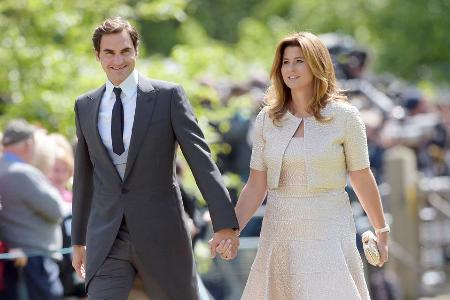 Roger Federer und seine Ehefrau Mirka bei der Hochzeit von Pippa Middleton und James Matthews