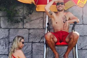 Lukas Podolski und seine Frau Monika im "Baywatch"-Style