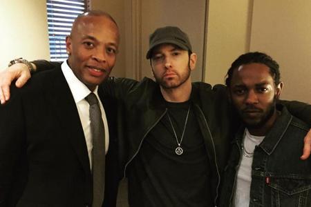 Drei Rapper unter sich: Dr. Dre, Eminem und Kendrick Lamar (v.l.)