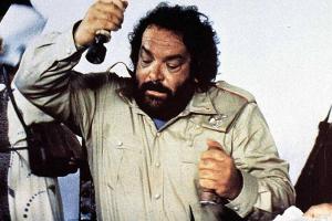 Bud Spencer beim Stempeln - hier 1981 als Bananenhändler Joe im Film "Banana Joe"