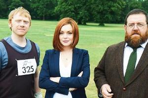 Lindsay Lohan dreht derzeit mit Rupert Grint (links) und Nick Frost