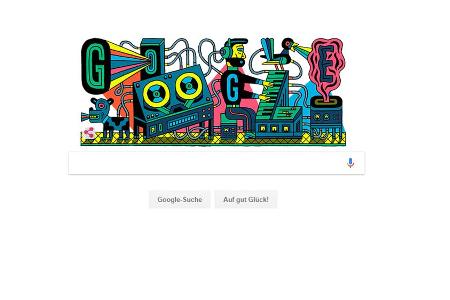 Ein buntes Google Doodle für das Studio für elektronische Musik