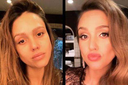 Mit diesem Bild zeigt Jessica Alba die enorme Wirkung von Make-up