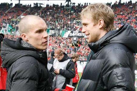 Robert Enke (l.) und Per Mertesacker im Jahr 2008 - ein Jahr später nahm sich Enke das Leben