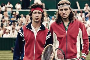 Shia LaBeouf (li.) als Tennis-Ass John McEnroe und Sverrir Gudnason als Björn Borg