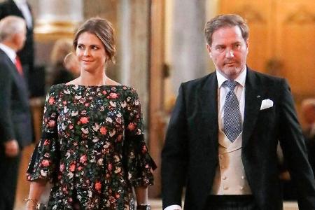 Prinzessin Madeleine und ihr Gatte Chris O'Neill am Montag beim Gottesdienst in Stockholm