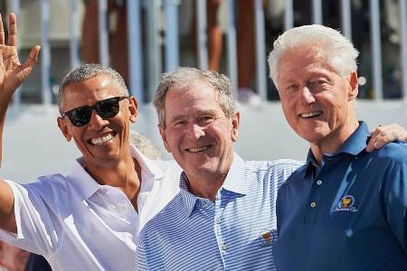 Ehemalige US-Präsidenten unter sich: Barack Obama, George W. Bush und Bill Clinton