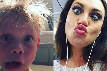 Grimassen via Videochat: Amadeus Becker und Mama Lilly