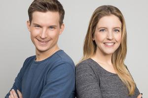 Die "logo!"-Moderatoren Jennifer Sieglar und Tim Schreder