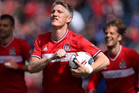 Bastian Schweinsteiger bejubelt einen Treffer im Trikot von Chicago