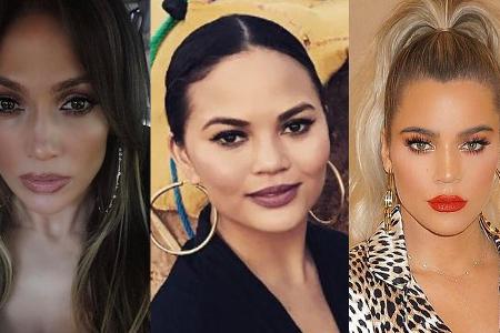 Jennifer Lopez (v.l.), Chrissy Teigen, Khloé Kardashian - bei den Stars sind Creolen wieder total angesagt